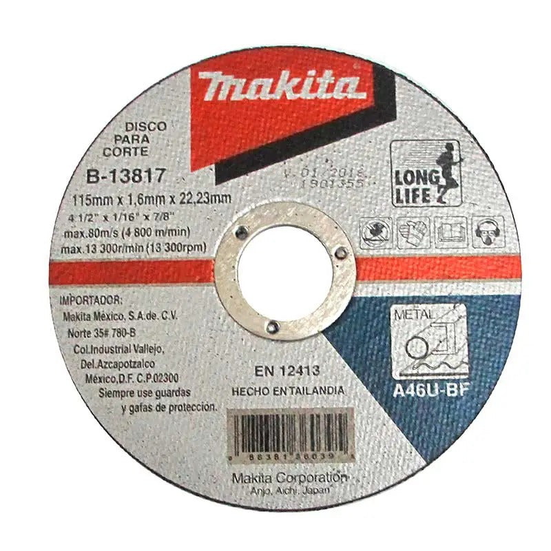 B-13817 DISCO ABRASIVO PARA CORTE 4-1/2" X 1/16" X 7/8"