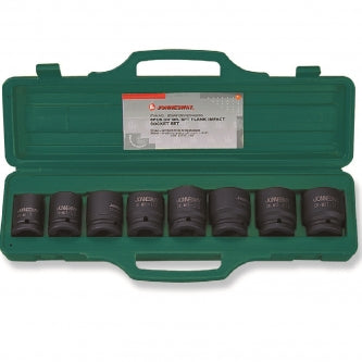 go. de dados en pulgadas de impacto, cortos 6 puntas, mando 3/4", caja metálica con 8 pzas.