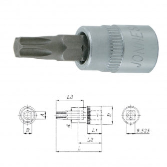 Dado con punta corta Torx®, semi matte mando 3/8" - T25