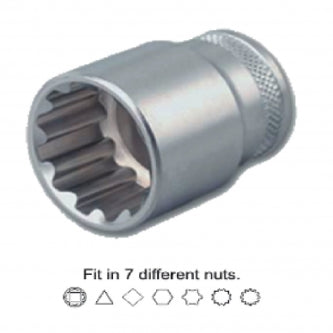Dado corto Supertech, mando 3/8", fabricado con acero Cr-Vanadio acabado satinado, no. 10