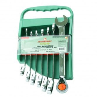 Jgo. de llaves en pulgadas combinadas, reversibles, matraca con 72 dientes rack con 7 pzas.
