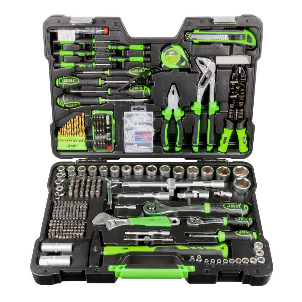 53212 MALETÍN DE HERRAMIENTAS DE 302 PIEZAS CON VASOS HEXAGONALES DE 1/2" Y 1/4" CINCADO