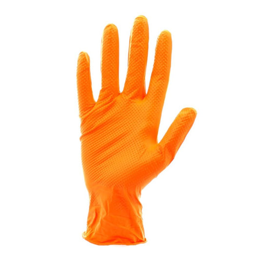 53551 GUANTES NARANJAS DESECHABLES DE NITRILO T:M 7,0MIL (100 UDS.) TEXTURA DIAMANTE