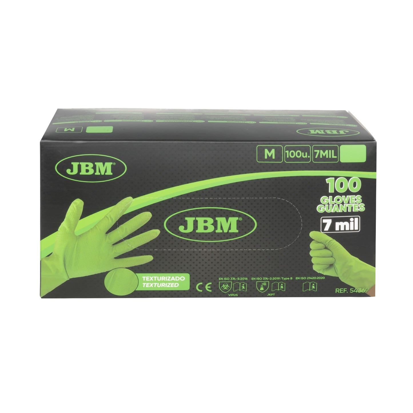 GUANTES VERDES DESECHABLES DE NITRILO T:M  (100 UDS.) TEXTURA DIAMANTE