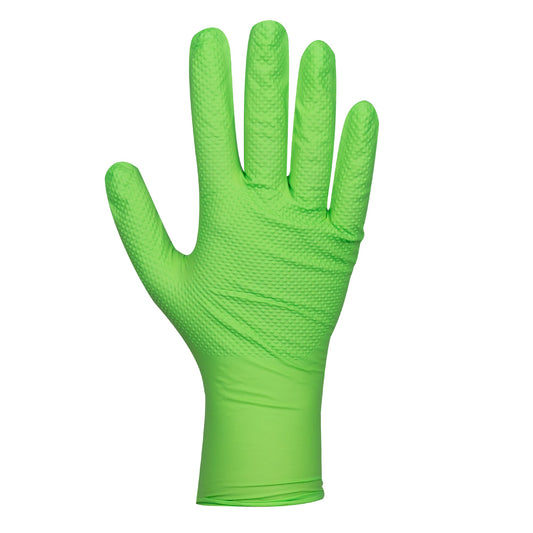 54369 Guantes Verdes Desechables de Nitrilo Textura Diamante