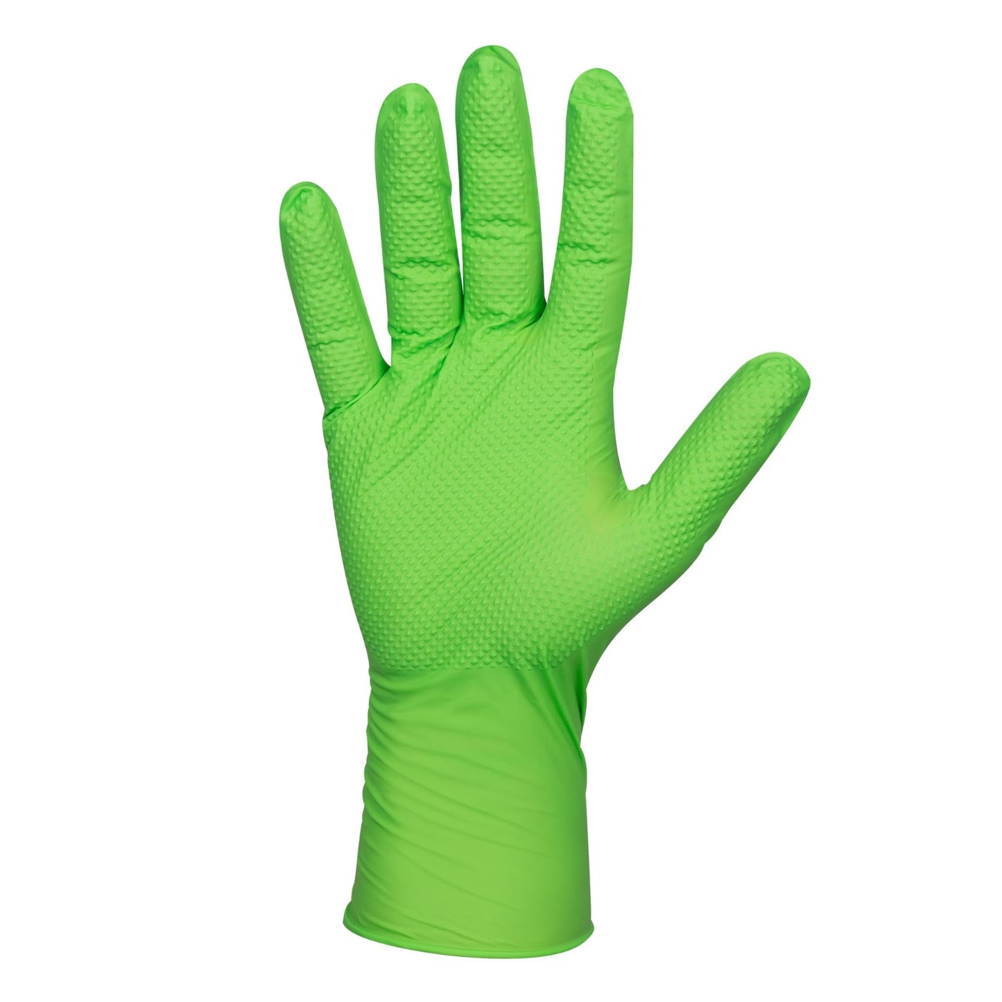 54369 Guantes Verdes Desechables de Nitrilo Textura Diamante