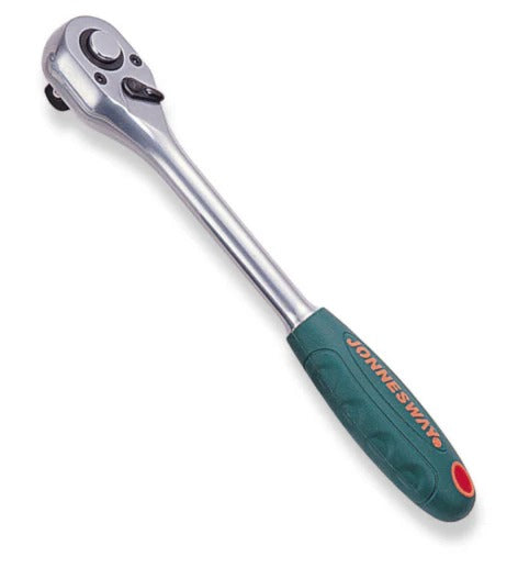JONR4804B Matraca cabeza pera "Stubby" mando 1/2"x170 mm. (6") de largo, 72 dientes anti-slip satinada.